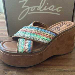 Zodiac Nessa-raffia wedge sandals NWT size 9